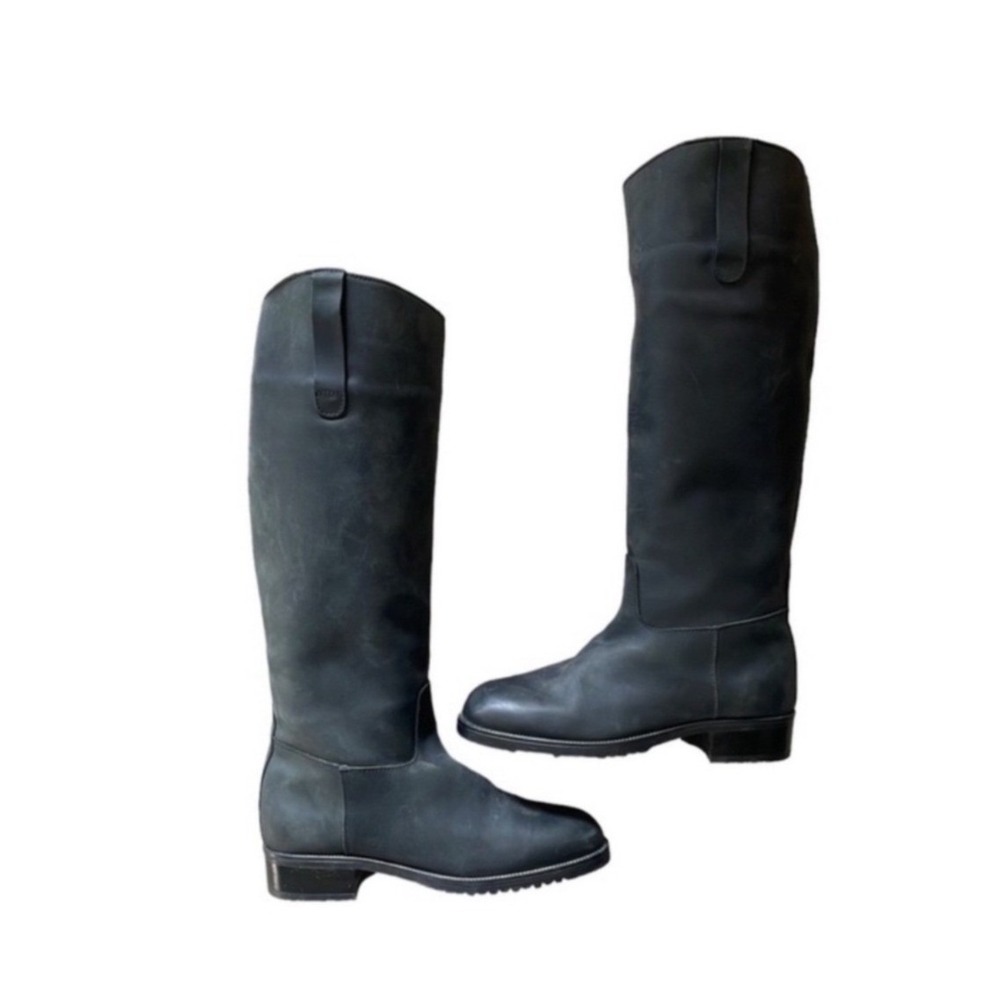 Eddie Bauer Boots Shoes Black Leather Tall Riding Lug Sole Western Women 5.5